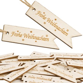 BOFUNX Pack of 30 Wooden Gift Tags Merry Christmas Wooden Tags Christmas Tags Wooden Decoration Scatter Decoration for Christmas