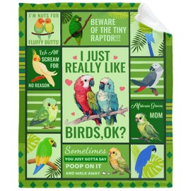 Parrot Cockatiel Collage Blanket, Gift for Teen Men Women Parrot Lover, I Just Really Like Birds, Soft Lightweight Plush Flannel Throw, for Bed Sofa Office Room Decoration 40''x 50'' for Kids/Child