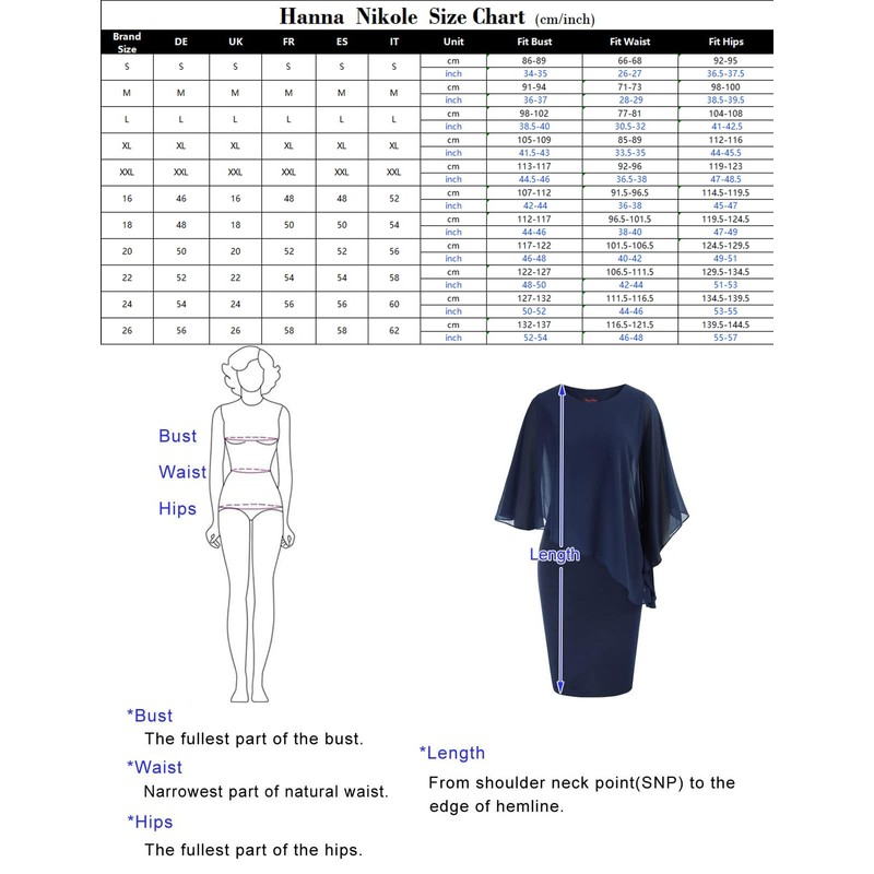 Hanna Nikole Women's Large Size Chiffon Cape Cocktail Dress, Knee-Length