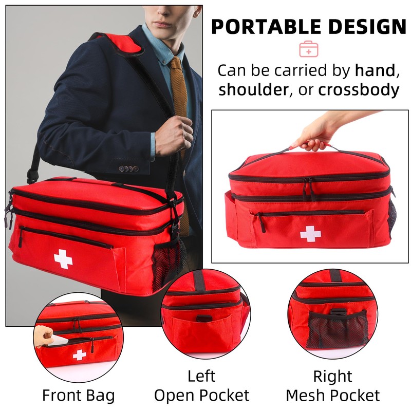 Dmnnlp First Aid Bag Empty Large 16x8.3x7 inch with Adjustable
