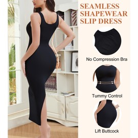 LIRASDIS Shapewear Full Slip for Under Dresses, Tummy Control Slip Dress for Women, Square Neck Long Slimming Dress
