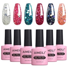 AIMEILI Soak Off UV LED Gel Nail Polish Multicolor/Mix Color/Combo Color Set Of 6pcs X 10ml - Kit Set 6