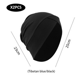 TYFGRT 2 Pieces Elastic Base Hat, Women's Swimming Cap, Women's Pleated Hat, Soft Turban Hat, Breathable Turban Hat, Fashionable Women's Hat