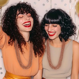 HOOSUN 30 Pack Rose Gold Mardi Gras Beads Necklaces, Party Decoration, St Patrick's Day Necklace, Mardi Gras Decor, School Event, Home