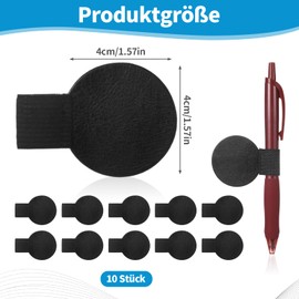 LongHoneySong 10 Stück Stiftschlaufe Selbstklebend, Stiftehalter, PU Leder Stifthalter Pen Holder, Stifthalter Notizbuch, Stifthalter Selbstklebend, Stiftringhalter für Tablet (Schwarz)