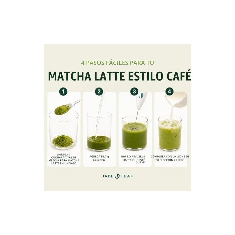 Jade Leaf Matcha Latte Mix Sabor Vainilla, Rinde 15 Porciones,