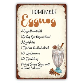 Homemade Eggnog Christmas Metal Sign Retro Vintage Decor for Home Cafe Bar Coffee Shop Wall Decor 8x12 inch