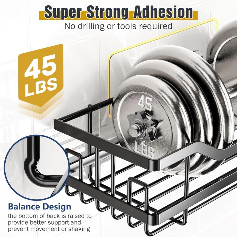 OMAIRA 6-Pack Shower Caddy Organizer Shelves Rack, Stainless Steel Adhesive