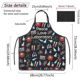 JXGZSO Biology Gift Chemistry Laboratory Apron Lab Tech Gift For Science Lovers Peace Love Laboratory Apron With Pockets