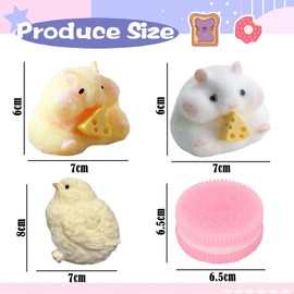 4 PCS Taba Squishy Kit, Taba Squishy, Fufu Squishy, Taba Squishy Paw, Fufu Cat Paw Squishy Toys, Cheese Hamster Squeeze Toys, Fidget Squeeze Toy Adorable for Kids & Adults