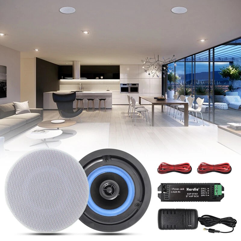 Herdio 4" 160 Watts In Wall/Ceiling Bluetooth Speakers For Bathroom