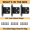 NOV FIRE 3/8"Inset Cabinet Hinge Black,8 Pack Self-Closing Hinge for