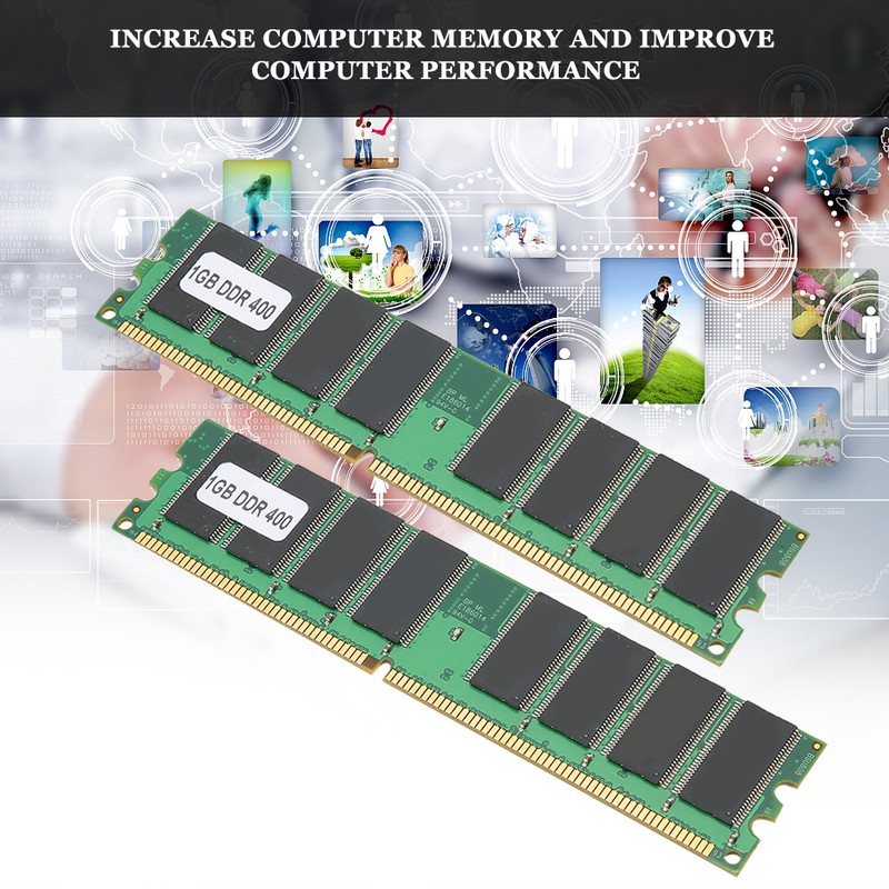 2Pcs Memory Module Desktop Computer Double‑Sided 16‑Grain DDR 1GB 400MHZ