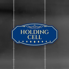 Victorian Plus Holding Cell Wall or Door Sign Leather | Legal and Courtroom Decoration - Large