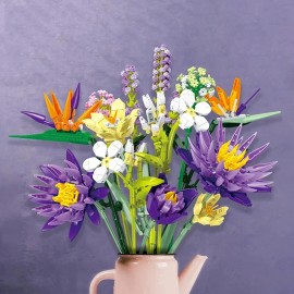 ZHEGAO 891PCS Romantic Flower Bouquet Building Blocks Eternal Flower Assemble Bricks