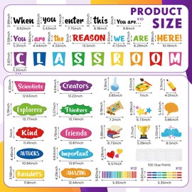 Dispowreath 74 Pcs Back to School Classroom Decoration Colorful Rainbow Bulletin Board Set When You Enter This Classroom Bulletin Board for Welcome Back Kindergarten Preschool Elementary Middle School