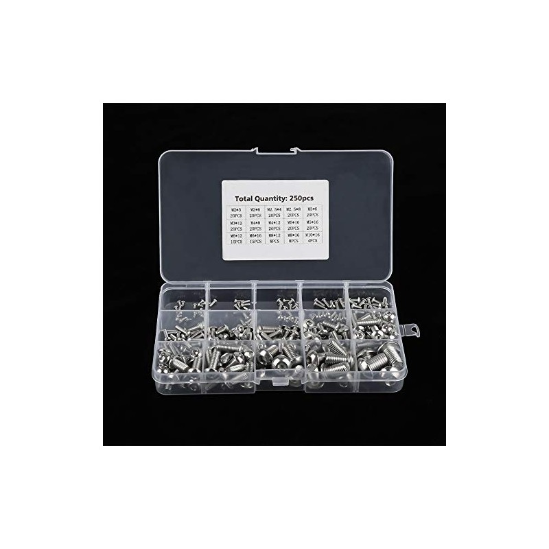 Tornillos y Tuercas Acero Inoxidable 250PCS M2 M2.5 M3 M4