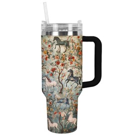SHINEFUL Mystical Steeds 40 oz Tumbler with Handle and Straw Lid | Insulated Cup Reusable Stainless Steel