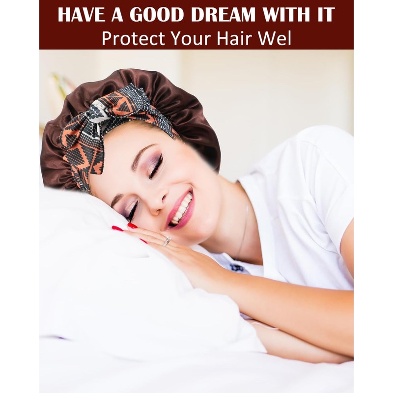 KGDUYC silk bonnet,satin haarhaube,bonet haare silk,Lange Satin Kopfhaube für Damen