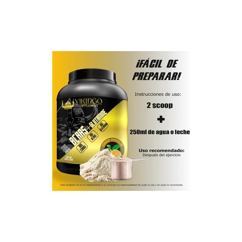 Aminoácidos Bcaas + Glutamina Vikingo 1kg Varios Sabores
