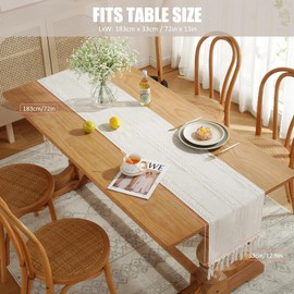 Fecialy Cotton Linen Sage Green Table Runner 183cm Long with Handmade Tassel Farmhouse Style Table Runners for Holiday Party Dining Table Wedding Decorations 183x33cm