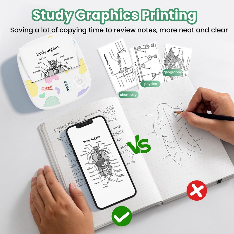 XenGro Mini Portable Sticker Printer, Mini Thermal Printer with 3
