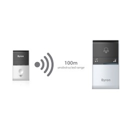 Byron DBY-23412UK Wireless Portable Doorbell Set, 100m Range, 16 Melodies White