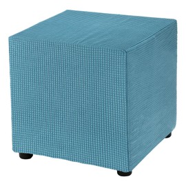 QUARKZMAN Square Ottoman Cover, 18 x 18 x 18 Inches, Stretch Polyester Washable Ottoman Cover, Elastic Footstool Footrest Protector for Living Room, Bedroom, Turquoise