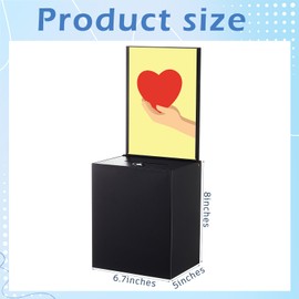Weekgrat Metal Donation Box with Lock 6.7 x 5 x 8 Inch Safe Suggestion Box with Sign Holder Ballot Box with Slot Tip Jar Voting Box Collection Box Raffle Box for Voting Fundraising Collection(Black)
