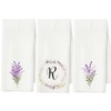 Ouksma 3 Pcs Monogrammed Kitchen Towels Initial Hand Towels Lavender