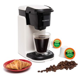 Mixpresso Single Cup Coffee Maker, Personal Single Serve Coffee Brewer Machine, Compatible with Single-Cups, Quick Brew Technology, Programmable One Touch Function White Coffee Maker