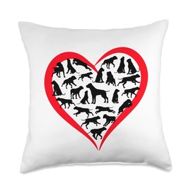 J' adore les Chiens Cadeau Humoristique Love Gift Funny Heart Dog Throw Pillow, 18x18, Multicolor