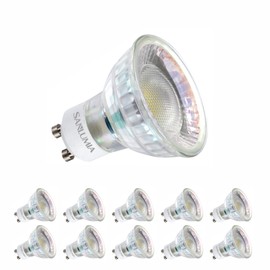 sanlumia 10 X 6W Gu10 Super Bright 100 Degree Wide Beam Angle LED Spotlight Bulb 500lm 75W Halogen Equivalent Cool White 6400K