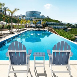 Aoodor HDPE Outdoor All-Weather Folding Adirondack Chair for Patio, Garden, Backyard, Deck Lawn Fire Pit 31.5'' (L) x 28.74'' (W) x 37'' (H) - Navy Blue