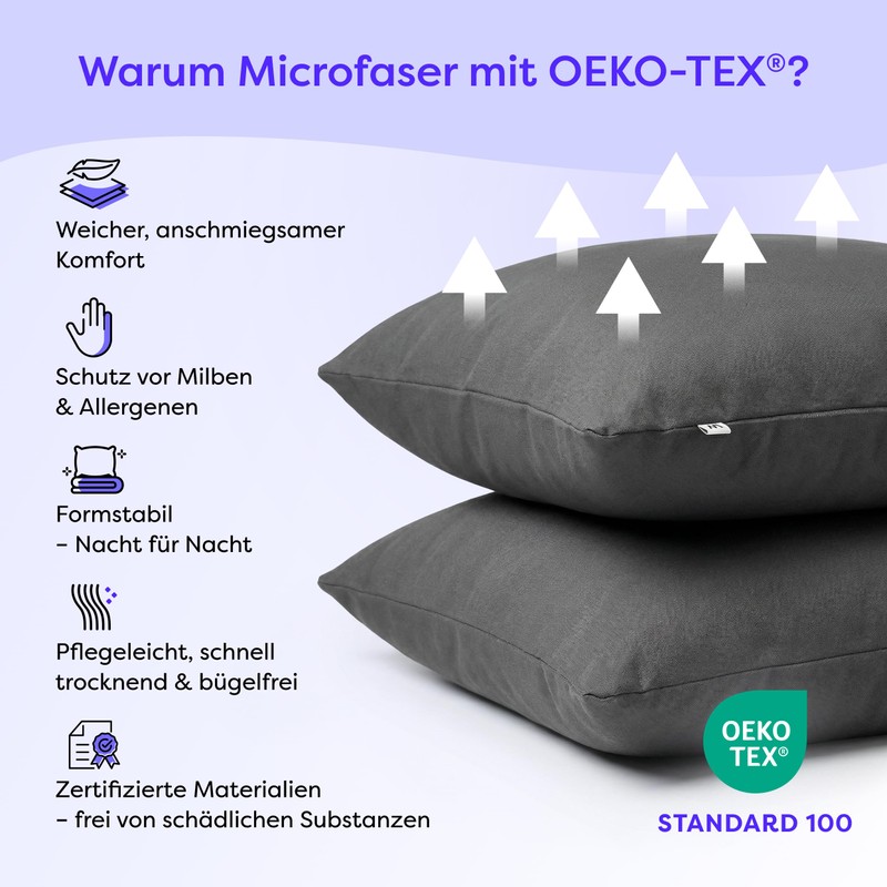 Wolkenfeld Cushion cover 40 x 80 cm, grey anthracite -