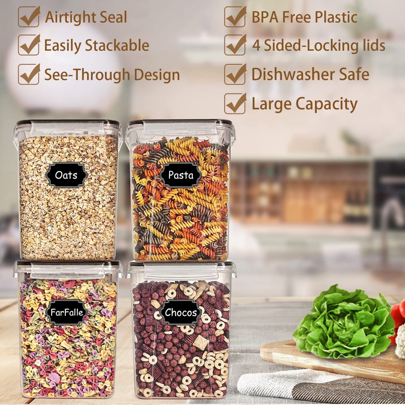 Wildone Large Food Storage Containers 5.2L /175oz, 4 Piece BPA