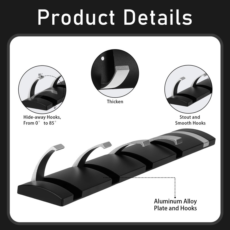 Wesiti 2 Pack Wall Mounted Coat Rack, Floating Door Wall