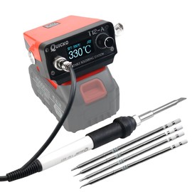 Cordless Soldering Iron Station,QUICKO T12 Soldering Station Fit for Makita Battery 18/20V,Sleep Immediately,Injection Mold,°C/ºF Conversion OLED (Battery Not Included) With 5pcs Solder Iron Tips