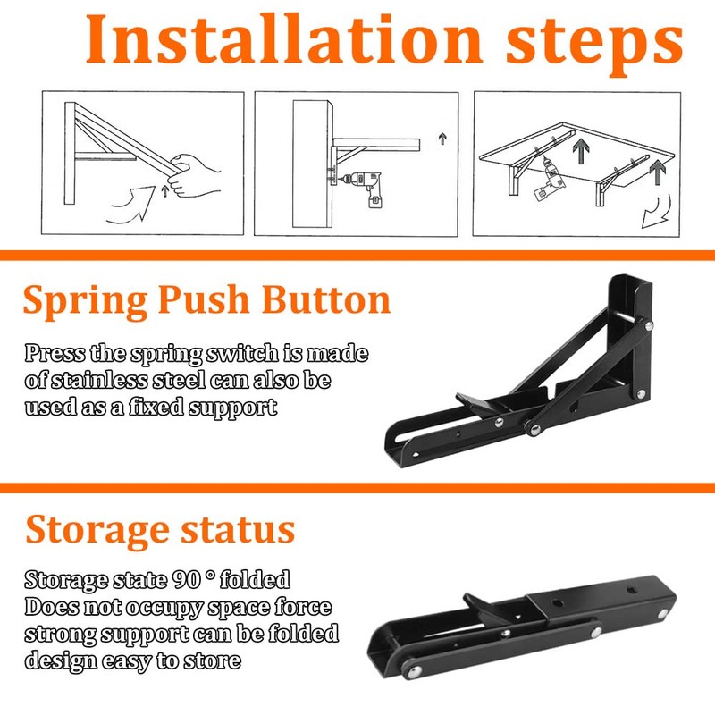 CEEYSEE Pack of 2 Folding Console 200 mm Heavy Duty