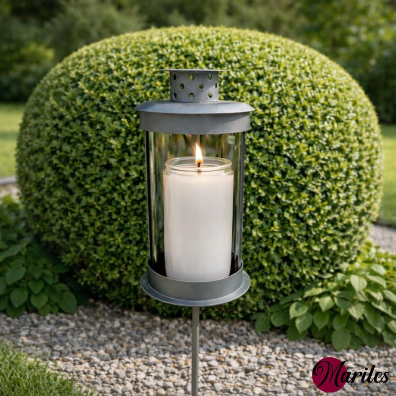 Mariles Lantern on Pole Ground Spike Handle for Standing Weatherproof