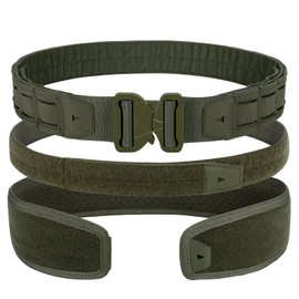 YAKEDA Tactical Battle Belt–Quick-Release Men's Belts Padded Tactical Nylon Belts with Inner Belt & Anti-slip Belt, Green, S(29-34")