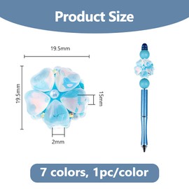DICOSMETIC 7Pcs 7 Colors Rhinestone Focal Beads for Pens Large Flower Pen Beads Glass Glass Spacer Beads for Pens Large Rhinestone Beads for Jewelry Keychain Making, Hole: 2mm