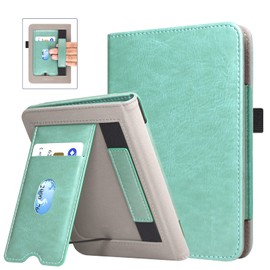 DMLuna Case for Kobo Clara BW (Model N365) / Clara Colour (Model N367) / Clara 2E, Hands-Free Stand Premium PU Leather Cover with Auto Sleep/Wake Function, Hand Strap and Card Slot - Sky Blue