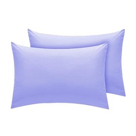 Pack of 2 Plain Dyed Poly-Cotton Housewife Pillowcases - Easy Care Available in 19 Colours - Pillow Case Pair 50x75cm (Lilac)