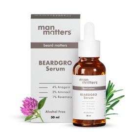 Man Matters BeardGro Oil-In-Serum 30ml | 4% Anagain, 2% Aminexil & 1% Rosemary | Stronger, Fuller & Thicker Beard Growth | Solves Uneven & Patchy Beard | Lightweight and Fast Absorption