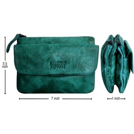 Leather Crossbody Bags Valentines Day Gift for Women - Wristlet Clutch Wallet - Vintage Saddle Sling Bag (Green, Small)
