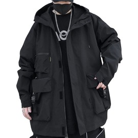 XYXIONGMAO Casual Techwear Zipper Tactical Gothic Clothes Jacket Windbreaker Streetwear Jackets Hooded for Men