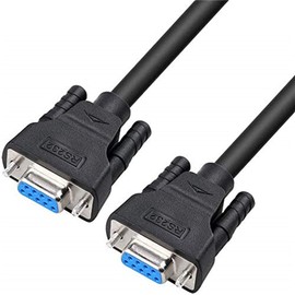 DTECH DB9 RS232 Series Cable Female to Female Zero Modem Cable Full Handshake 7-Wire Crossover for Data Communication (5 Feet, Black)