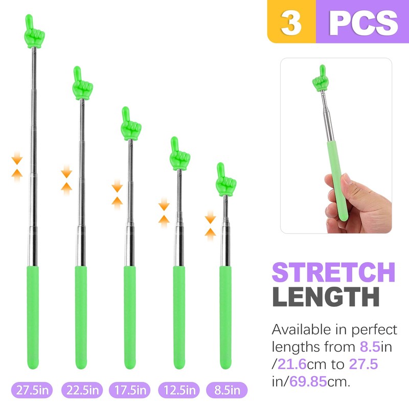 ZeriLion 3 Pack Telescoping Pointer for Teachers Classroom - Extendable