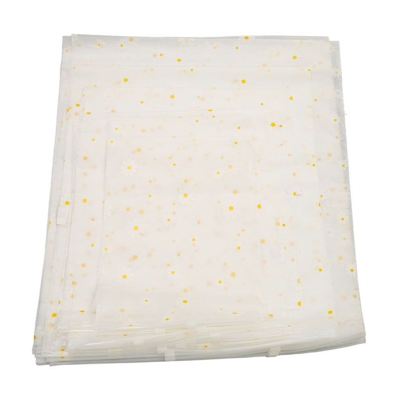 30PCS Frosted Slide Zip Plastic Bags Daisy Pattern Reusable Lightweight